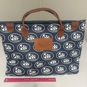 Vintage Navy and Brown Suede Tote Bag